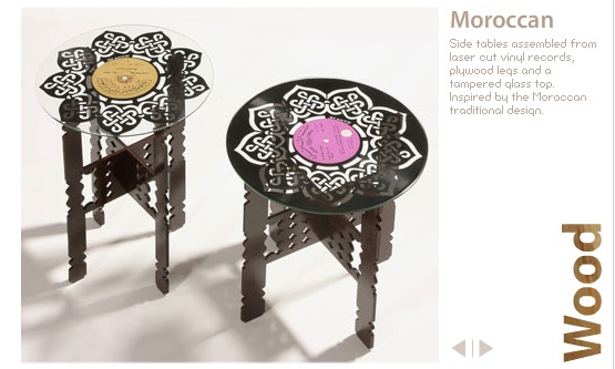 morroco table made from records