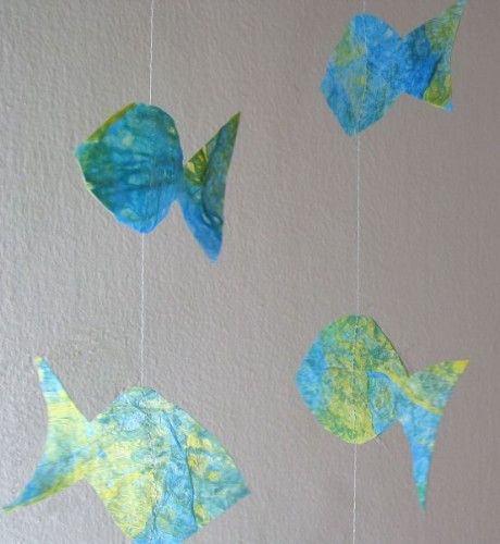 recycled plastic fish mobile