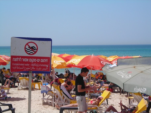 polluted water beach israel