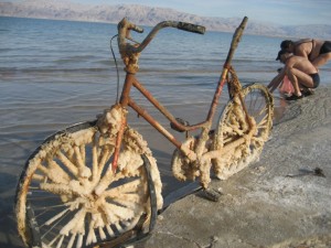 "Petrified Bike" Metaphor for a Shrinking Dead Sea?