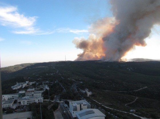 israel carmel fire view from University of Haifa