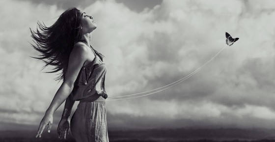 butterfly woman flying
