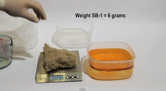 ecobasalt fabric before sucking up oil