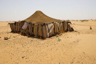 Looking inside a Bedouin tent