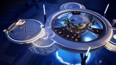 Luxury Underwater Discus Hotel Close to Anchoring in the Gulf