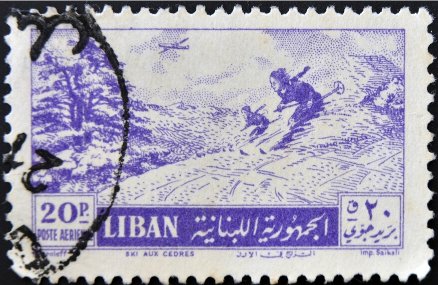 ski lebanon, liban ski, stamp