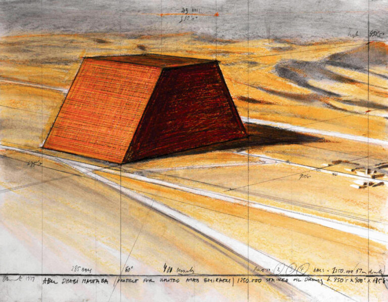 Christo Stacks Oil Drums in Abu Dhabi Mastaba Artwork Mimicking Pyramids