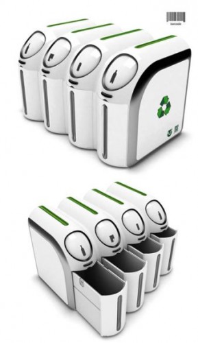 green eco trash bin clean cubes bar code trash