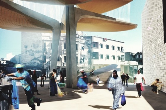 casablanca, morocco, sustainable market square, TomDavid Architecten, souq, green design, rainwater harvesting, waste management