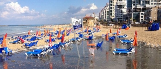 tel aviv, israel beach 2012 sewage zalul, water app from waze