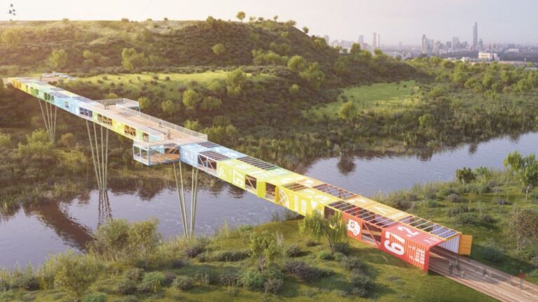 World’s First Shipping Container Bridge Over Tel Aviv’s Trash Mountain