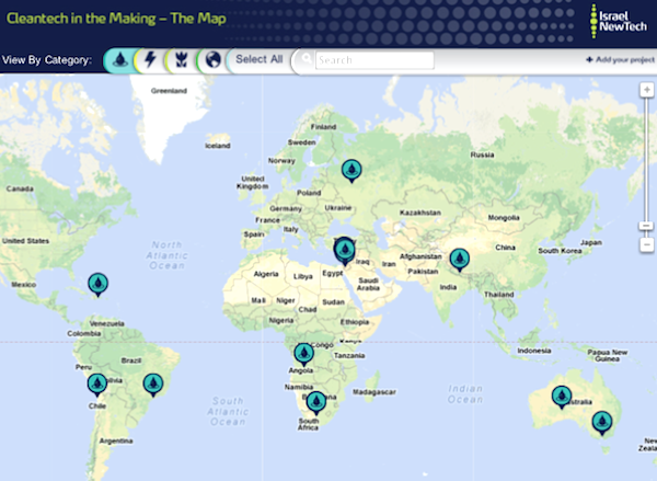 israel, clean tech, clean tech map, israel new tech, renewable energy, water conservation, agriculture, interactive map, green map