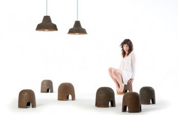 Adital Ela’s Terra stools and lamps are foot-stomped furniture that composts