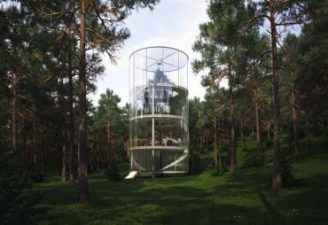 Glass Tube Home Wraps Around a Tree in Earthquake-Prone Kazakhstan