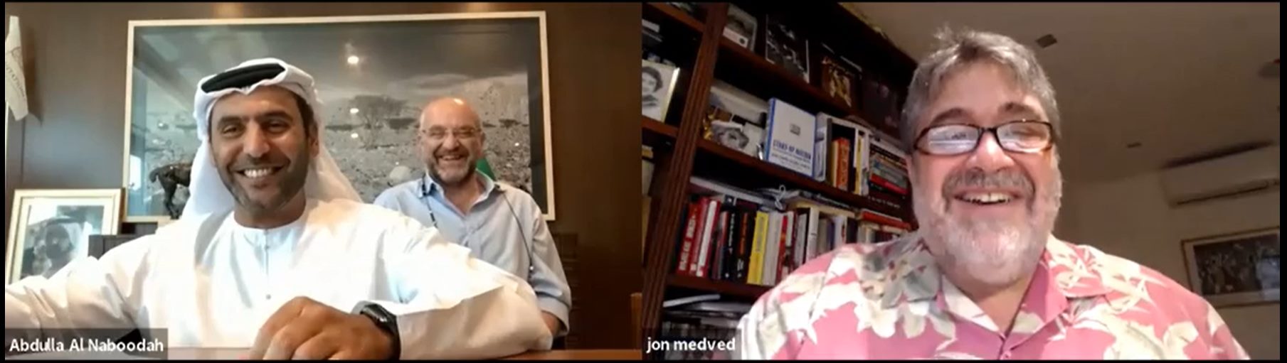 Abdullah Saeed Al Naboodah, JOn Medved on a Zoom meeting