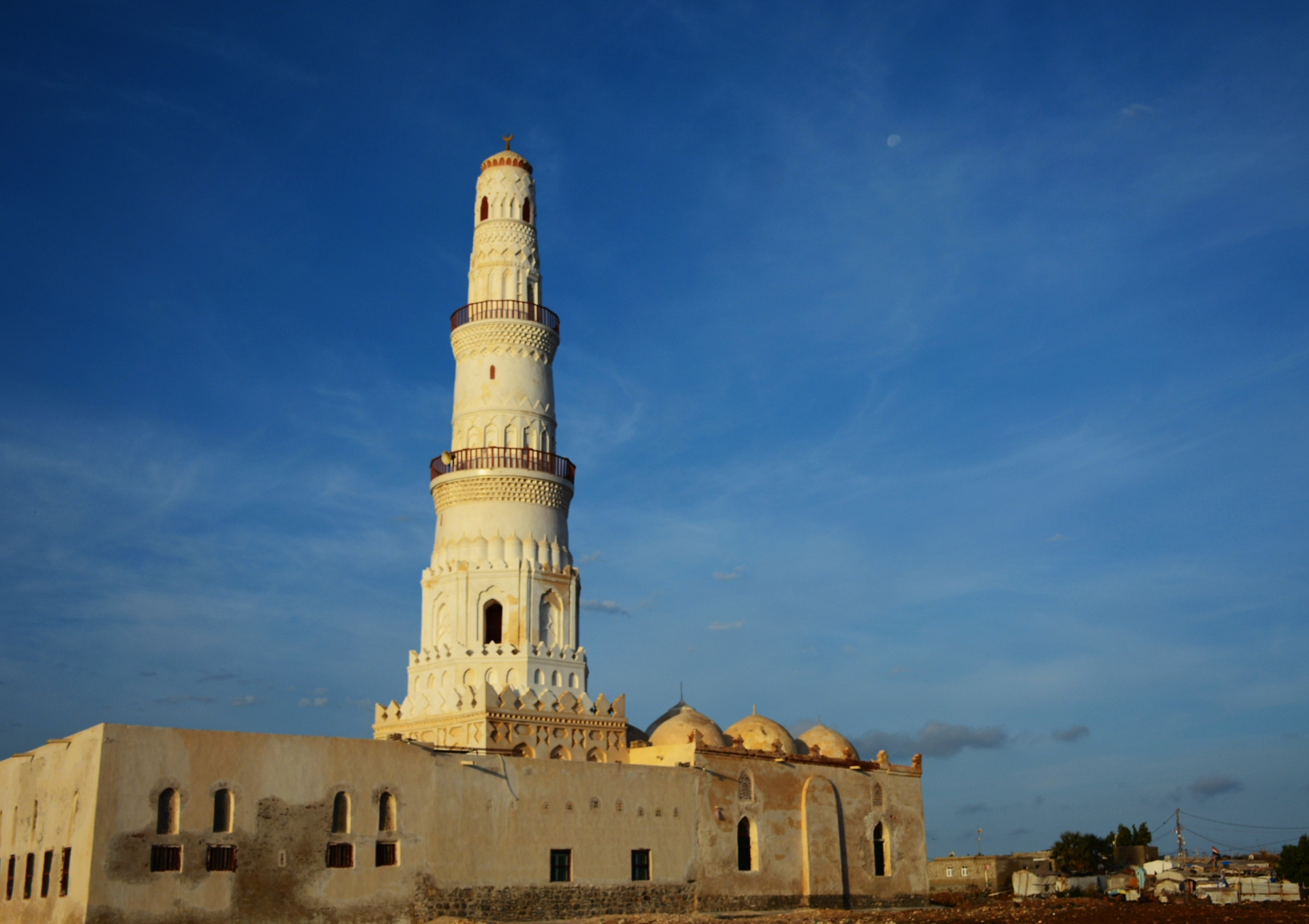 Al-Shadhili Mosque in Mocha, Yemen, a historic Red Sea port that gave its name to Mocha coffee.