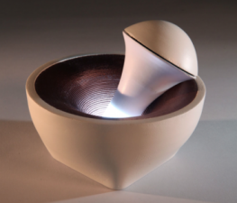 Meditative LED bowl lamp recharges with circular motions