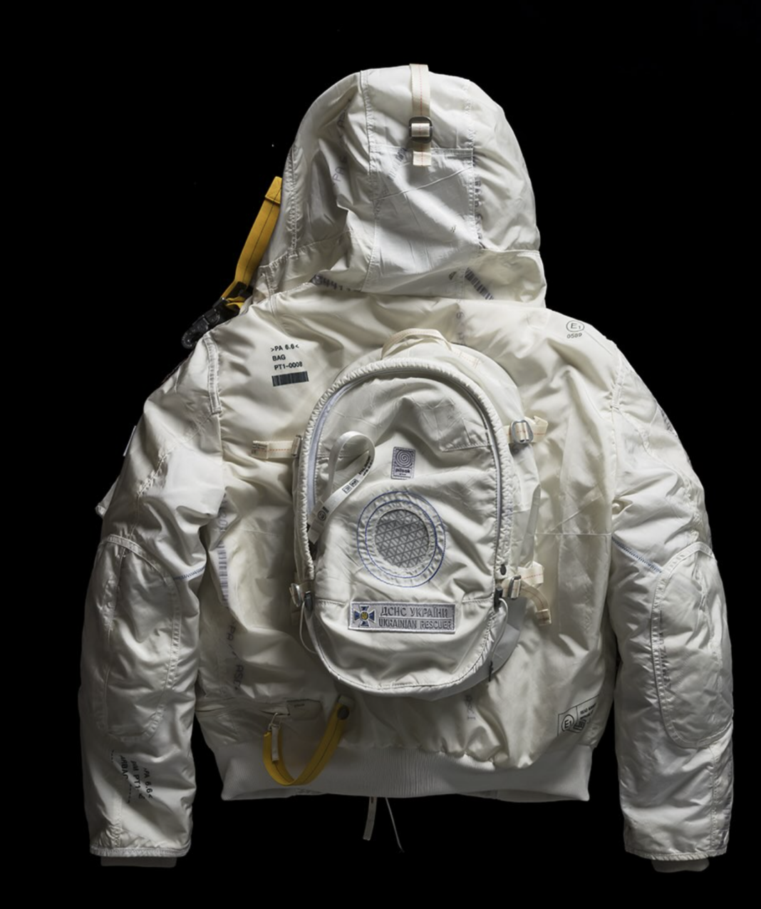 Ukrainian design studio Pilsok transforms recycled automotive airbags into the Second Life jacket, a tribute to Ukraine's emergency rescuers, for Parajumpers' 20th anniversary.