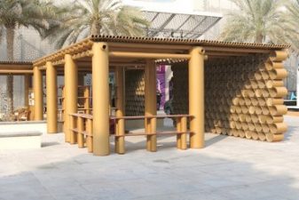 Shigeru Ban’s Design Souq pavilion is made entirely of cardboard in Abu Dhabi