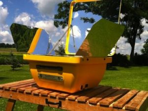 Hybrid solar electric oven SunFocus cooks with or without the sun