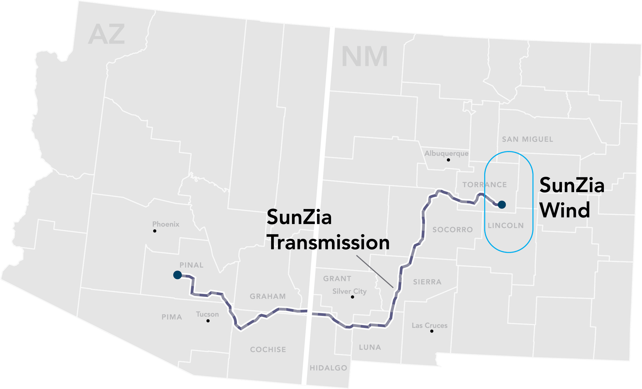 SunZia energy transmission map