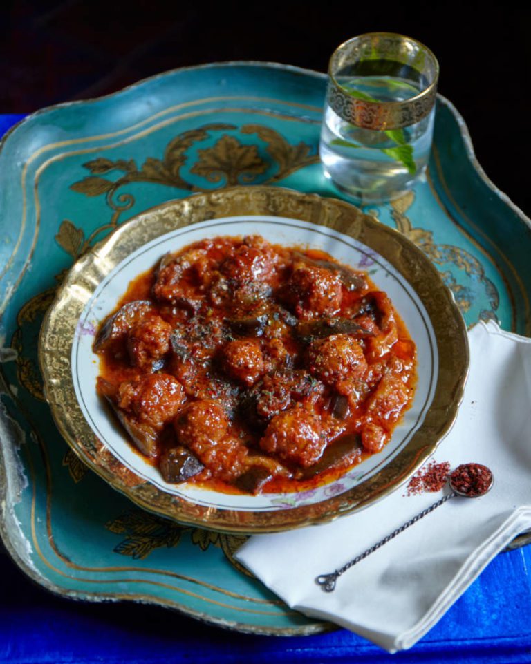 Vegan Recipe: Turkish Bulgur Balls In Eggplant & Tomato Sauce