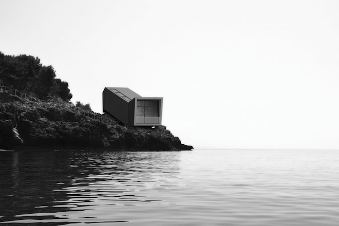 Villa Minima, LAD, Mediterranean Sea, minimalist villa, green villa, minimalist villa, rocky turkey, turkey, caterpillar home, parallelepiped,