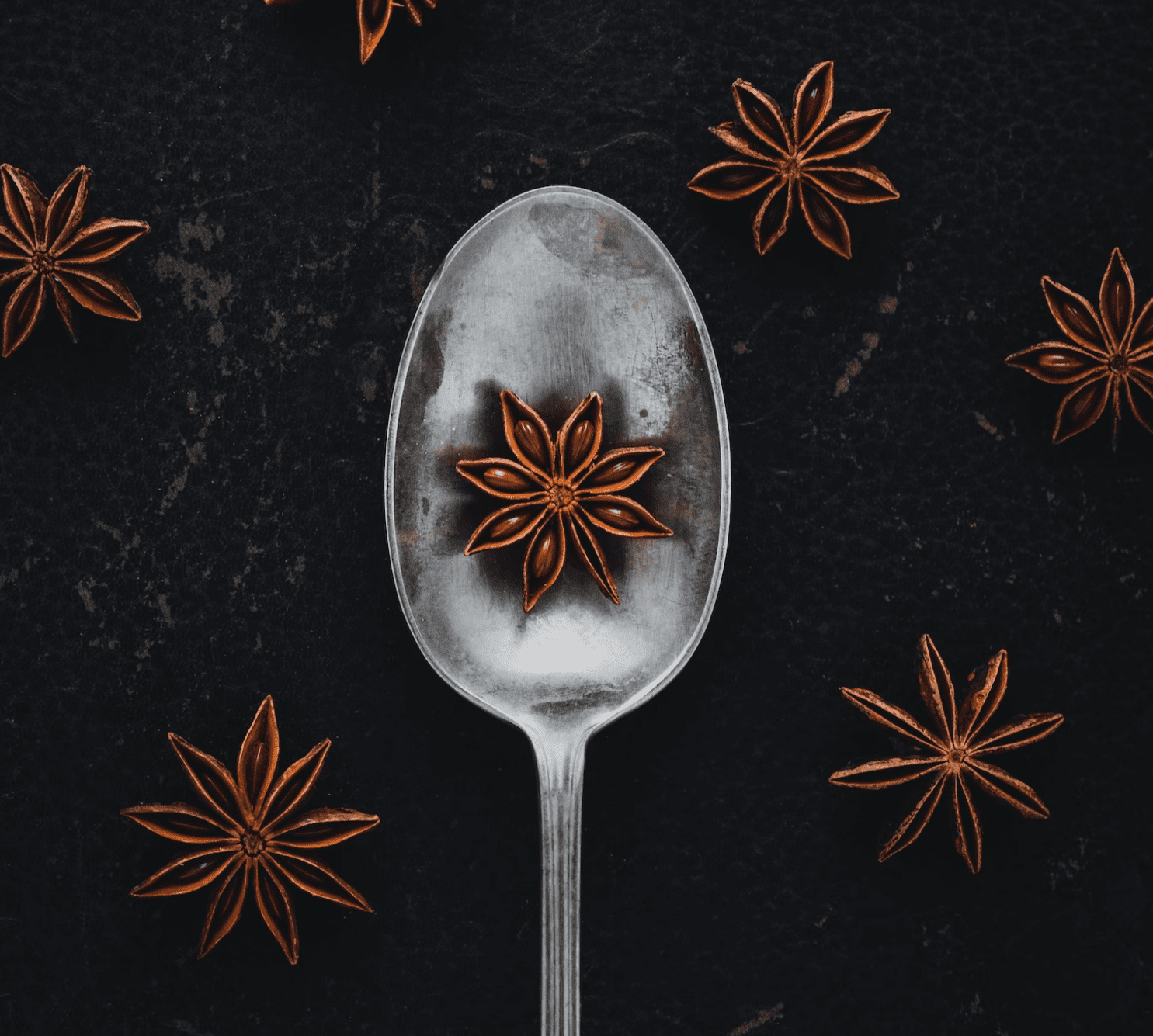 anise seeds on a sppon, star shaped