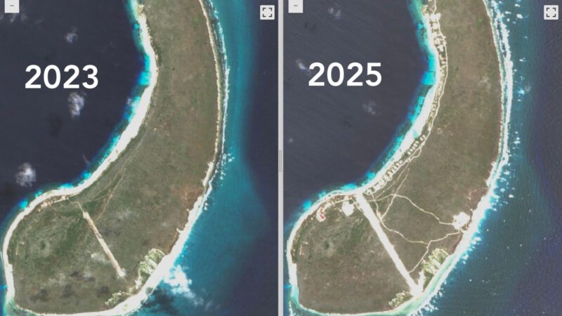 Images of Assomption Island development show extensive beach development