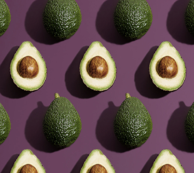 avocado on purple background