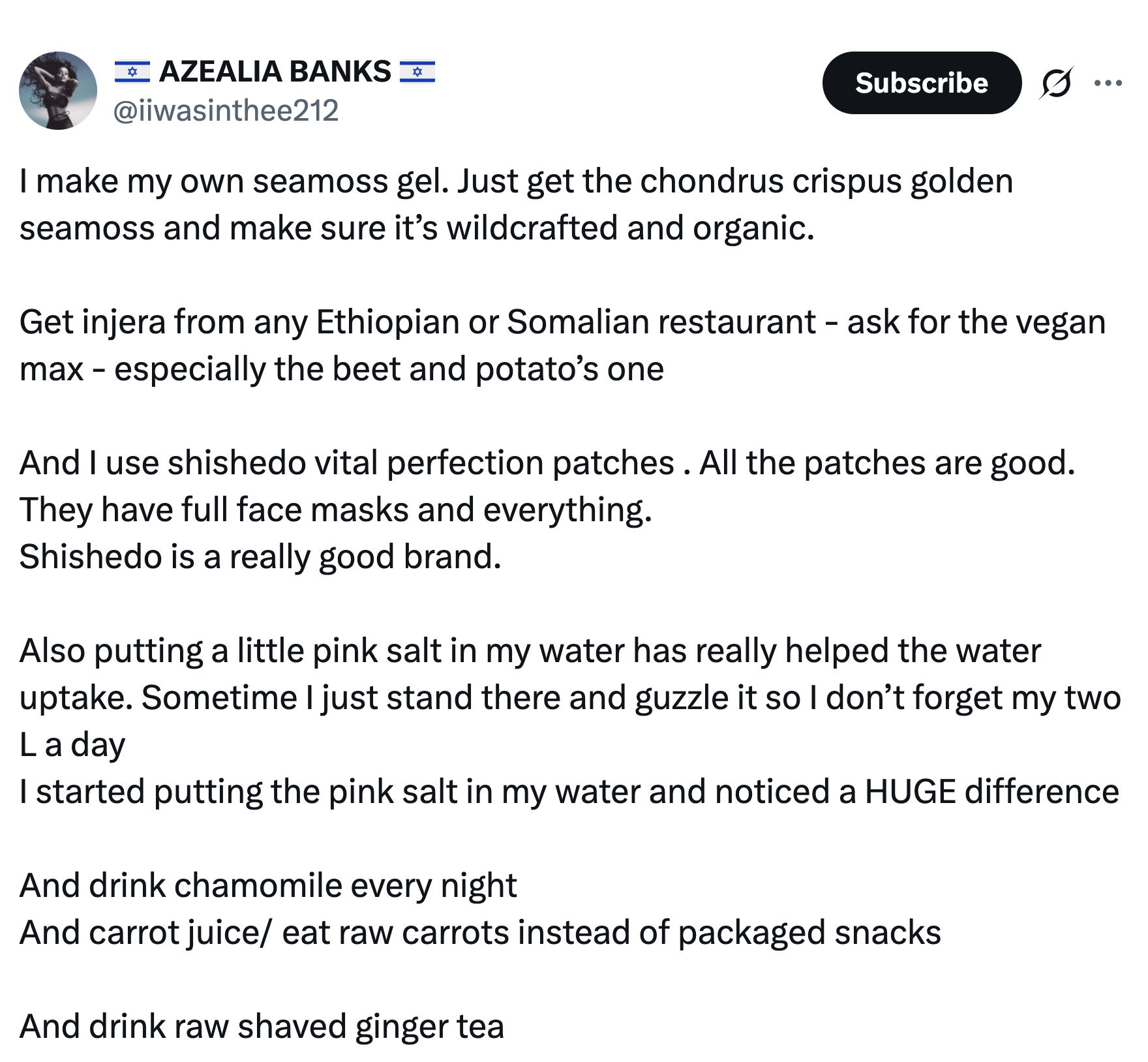 Seamoss recipe Azealea Banks