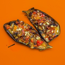 Eggplant Stuffed With Cheese And Tomatoes