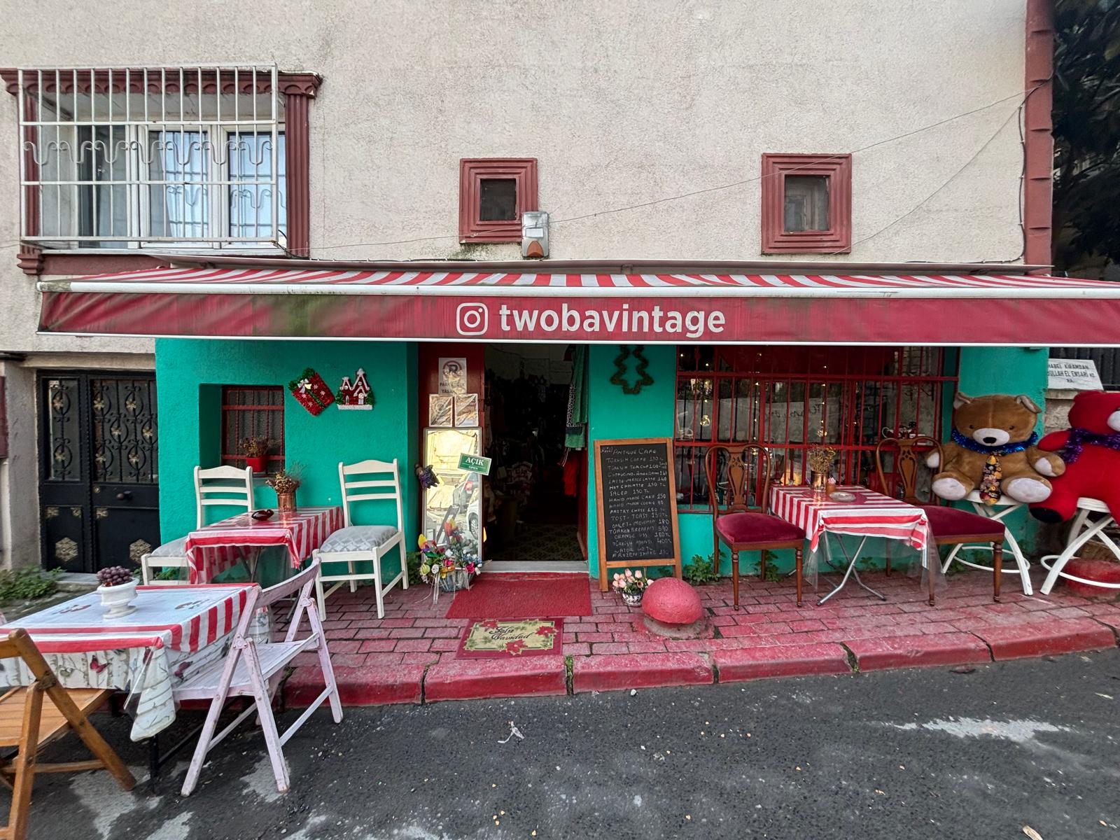 Twobavintage shop with vintage home goods and clothing in Balat, Istanbul