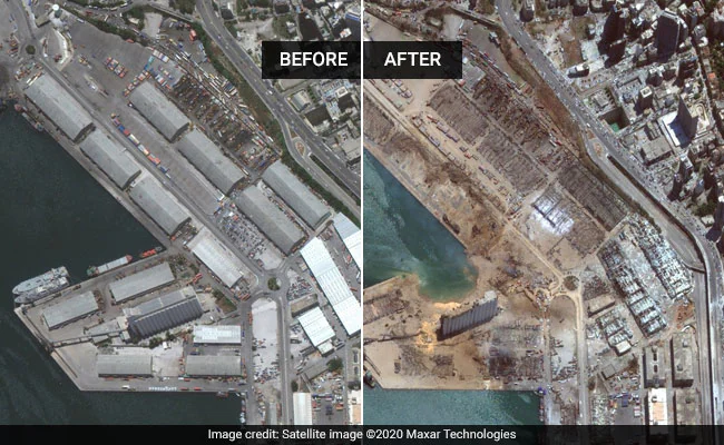 Beirut port explosion, before and after