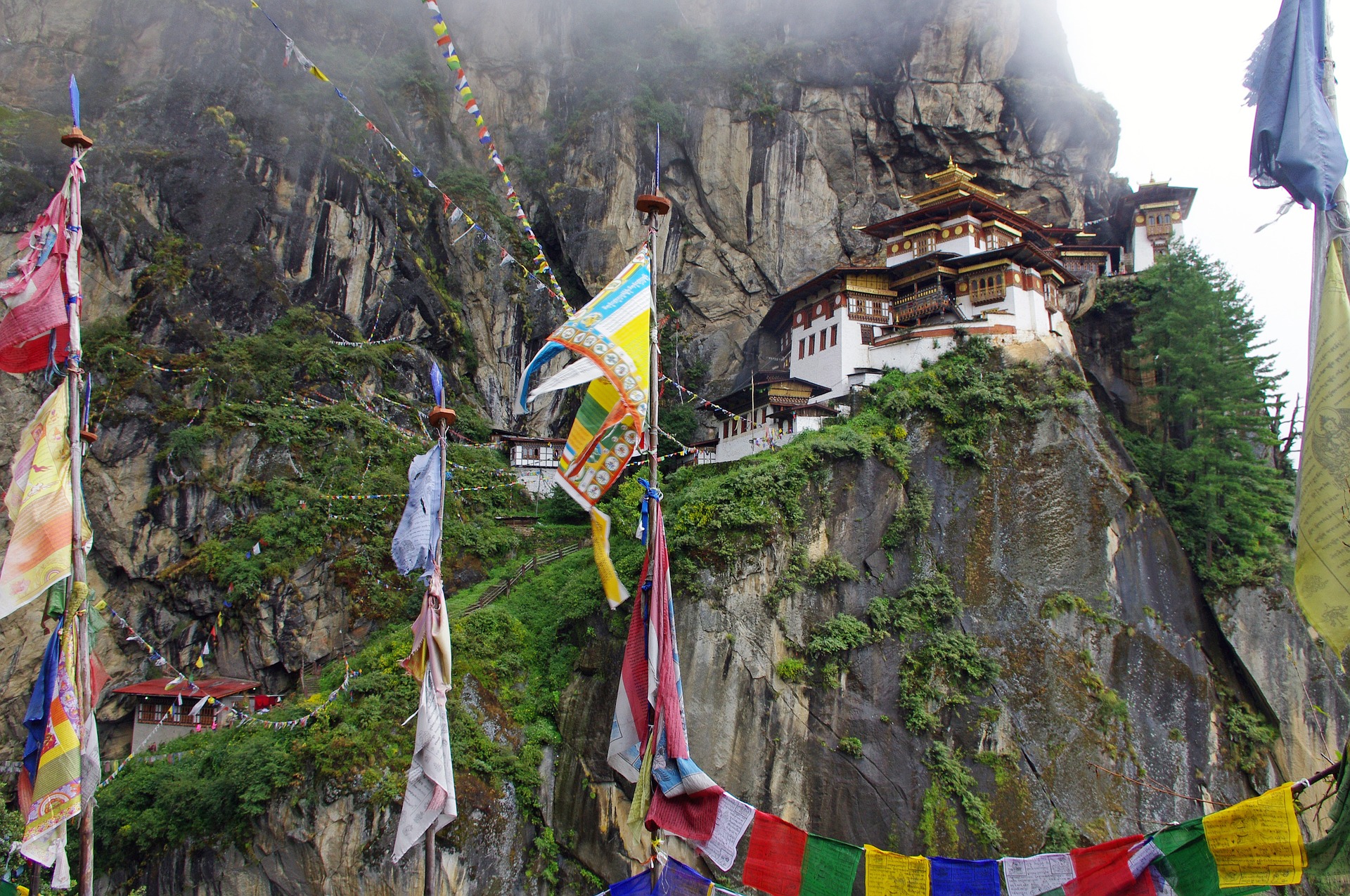 bhutan temple in the mountains