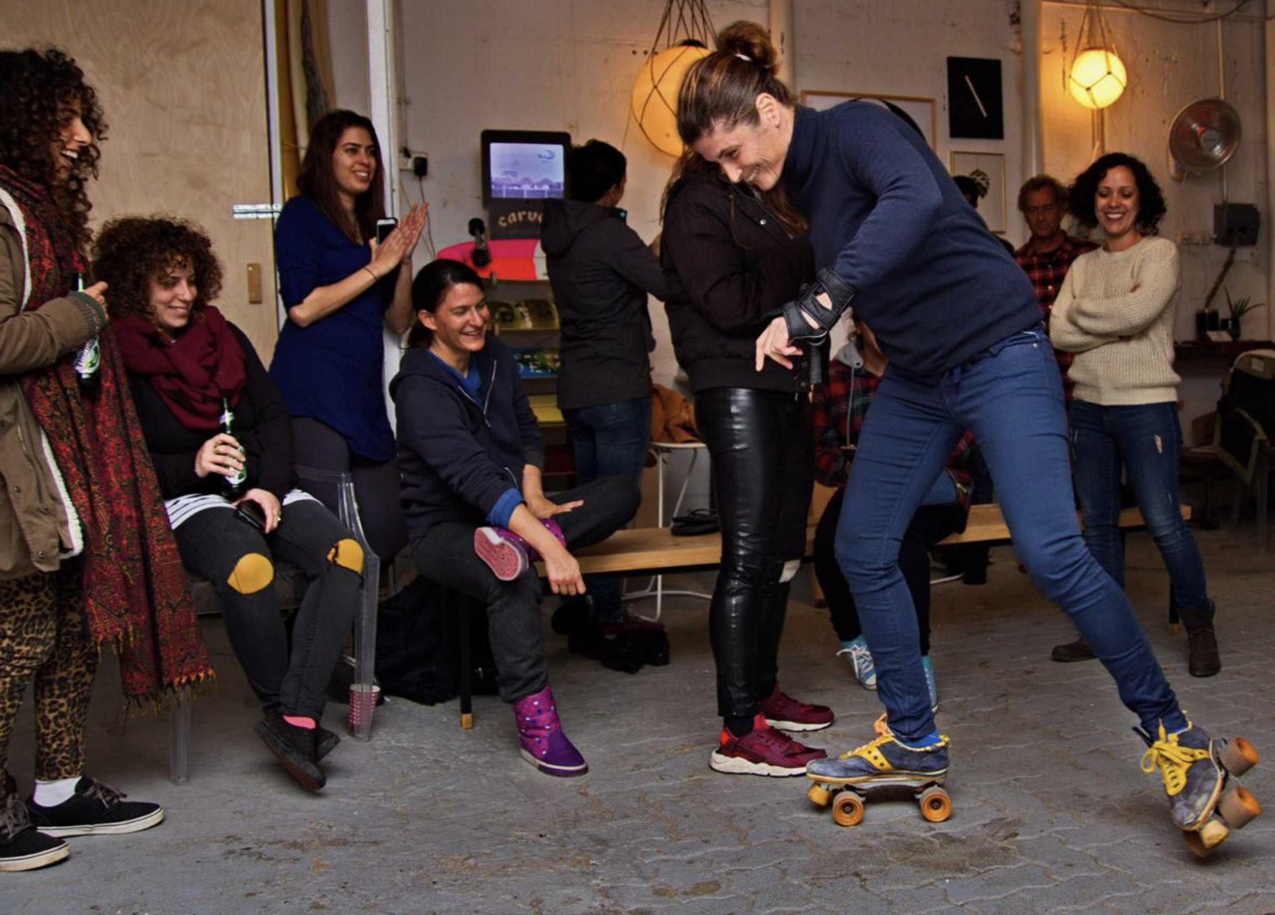 Dalit Hakim on old school rollerskates