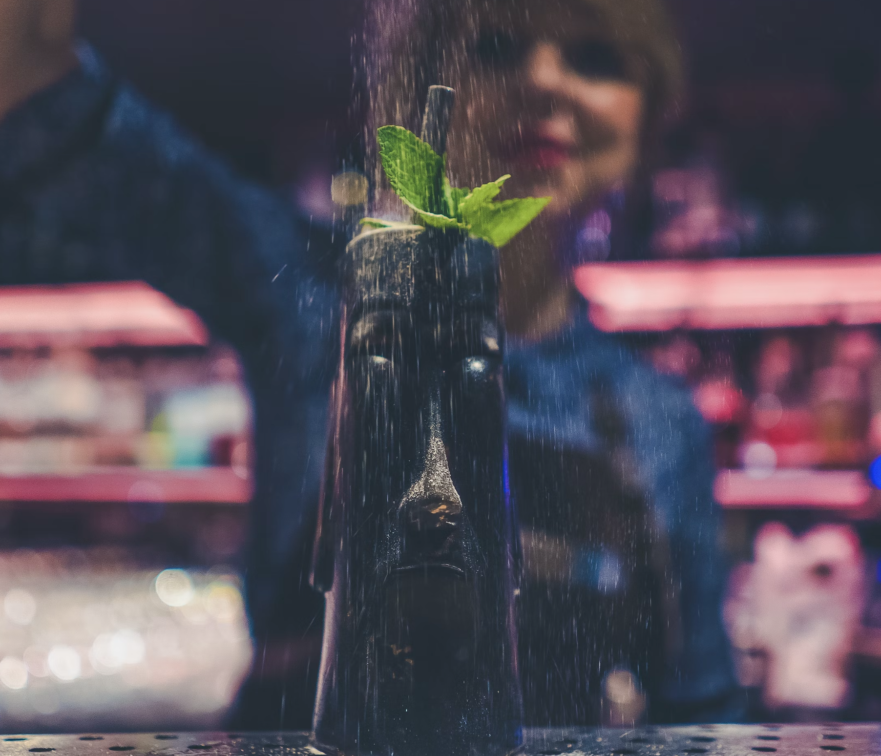 date rape straw, woman with black drink, black straw