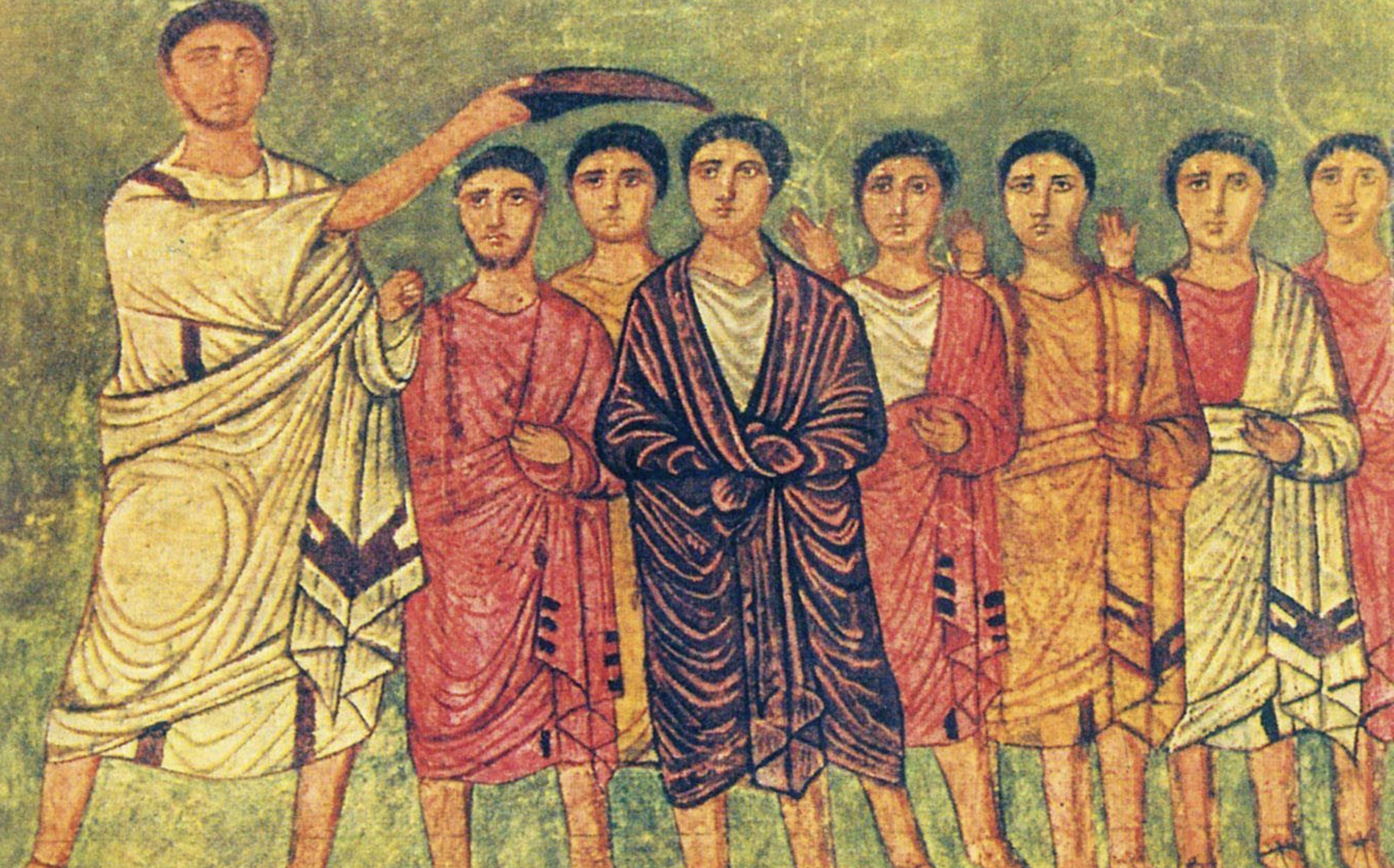 King David annointed by Samuel wearing purple robe