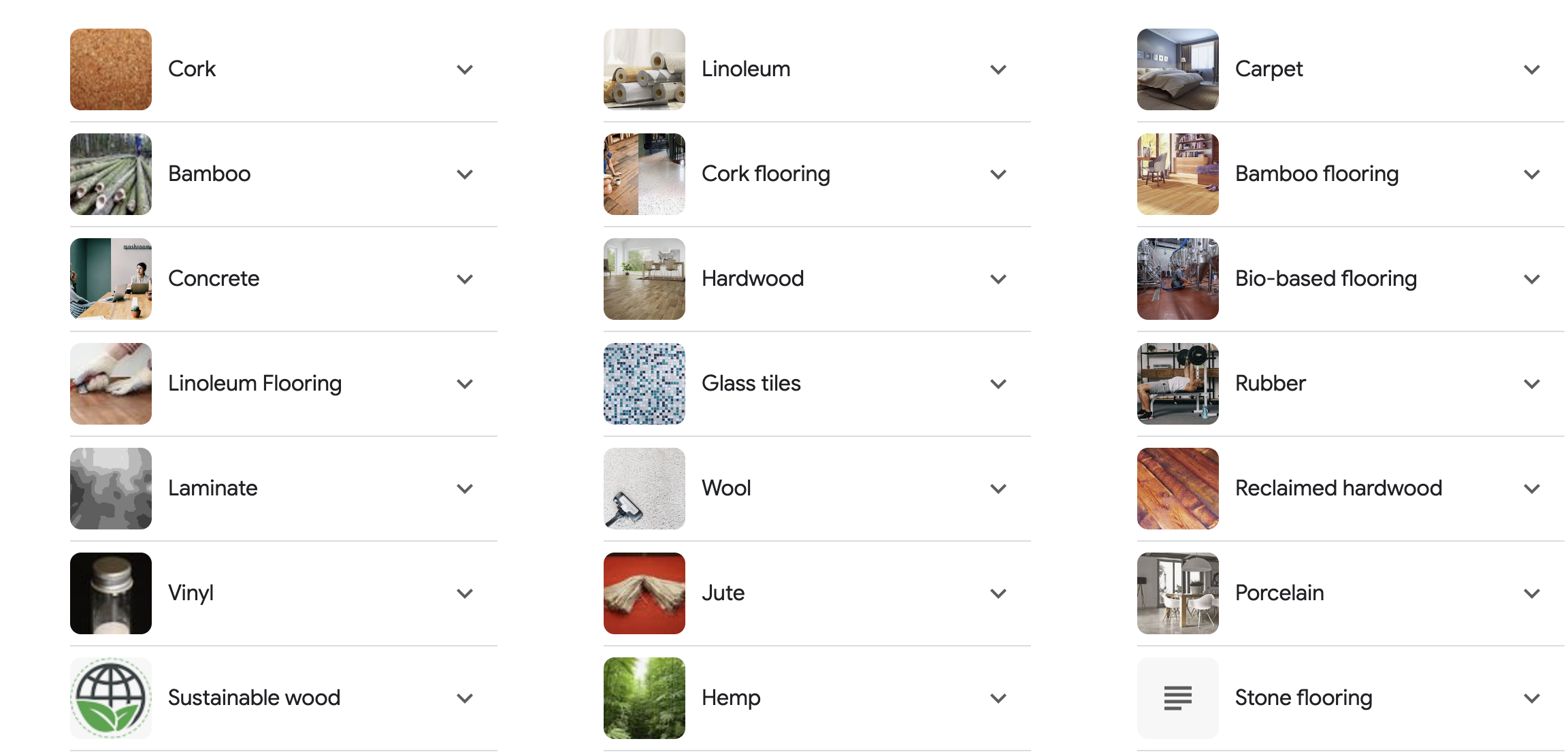 Google search for eco-friendly floors