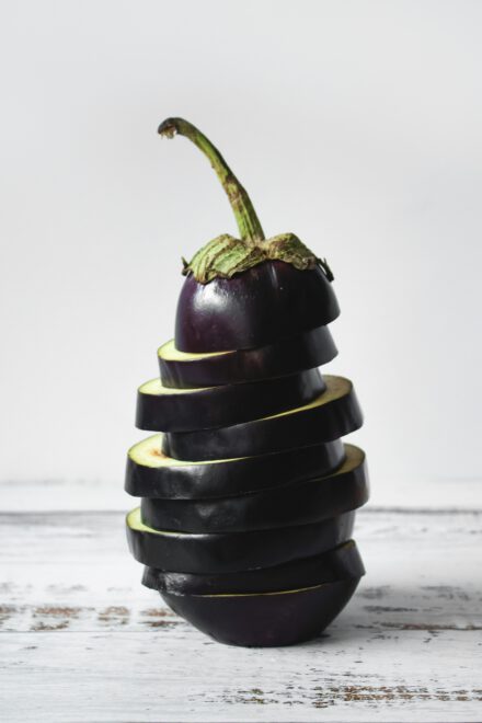 sliced raw eggplant