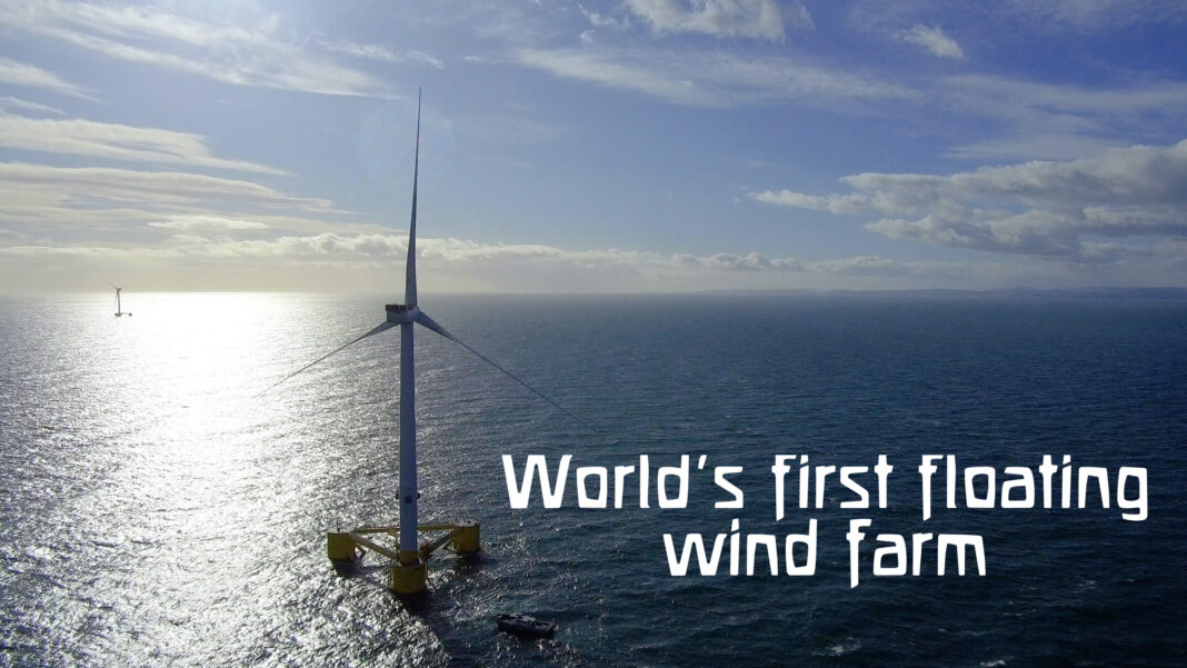 Floating windfarm riding waves off Scotland’s coast