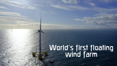 Floating windfarm riding waves off Scotland’s coast