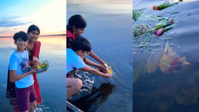 Ganesha idol worship in Canadian lakes