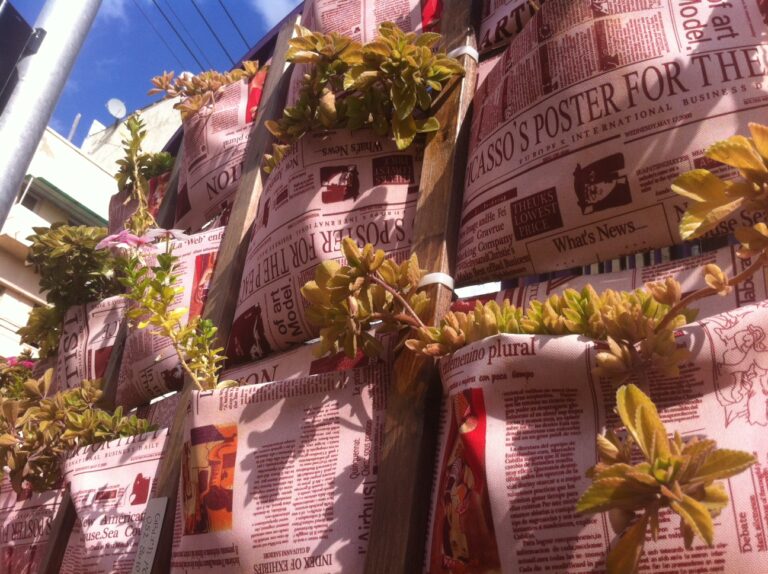 Vertical garden pockets spotted on Tel Aviv patio!