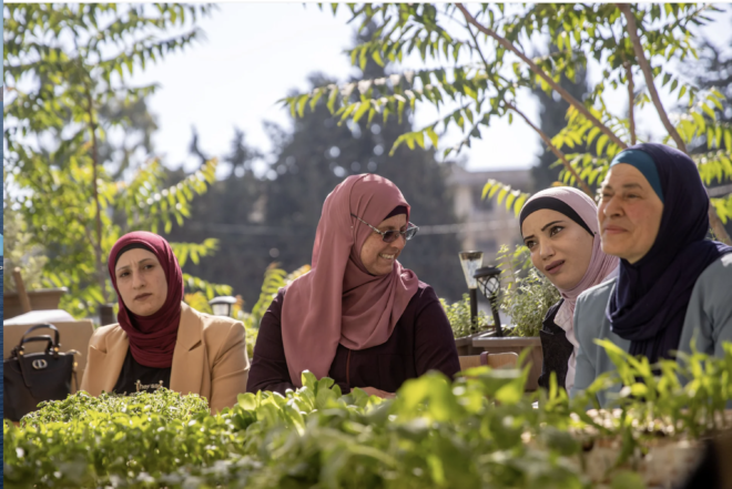 Palestinian beekeepers on a roof