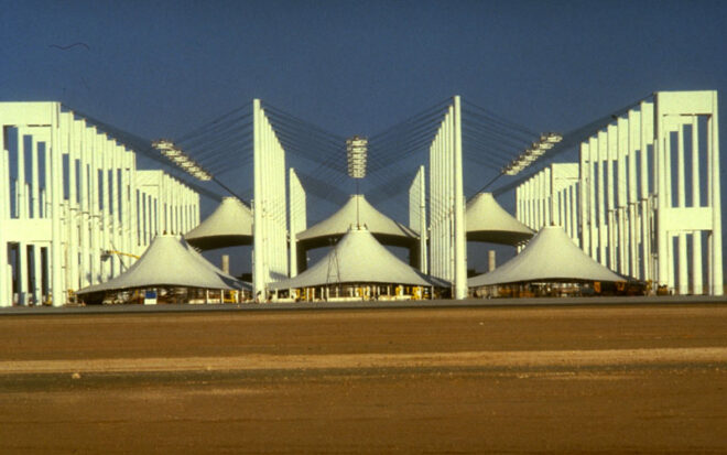 Hajj Terminal, Jedda Saudi Arabia, Terminal at Abdul Aziz Airport built by Skidmore, Owings and Merrill, a Chicago-based architectural firm