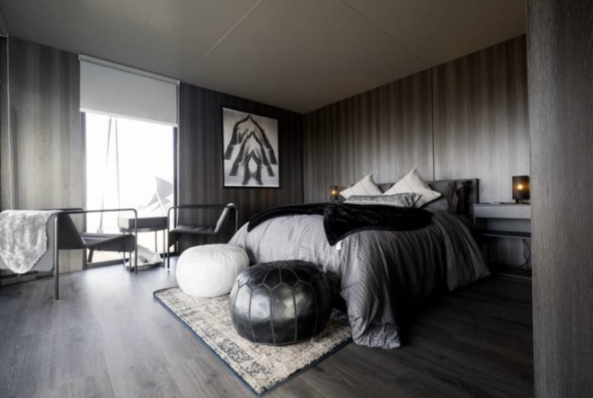 glamping on a volcano, saudi arabia, interior of khabar volcano tent