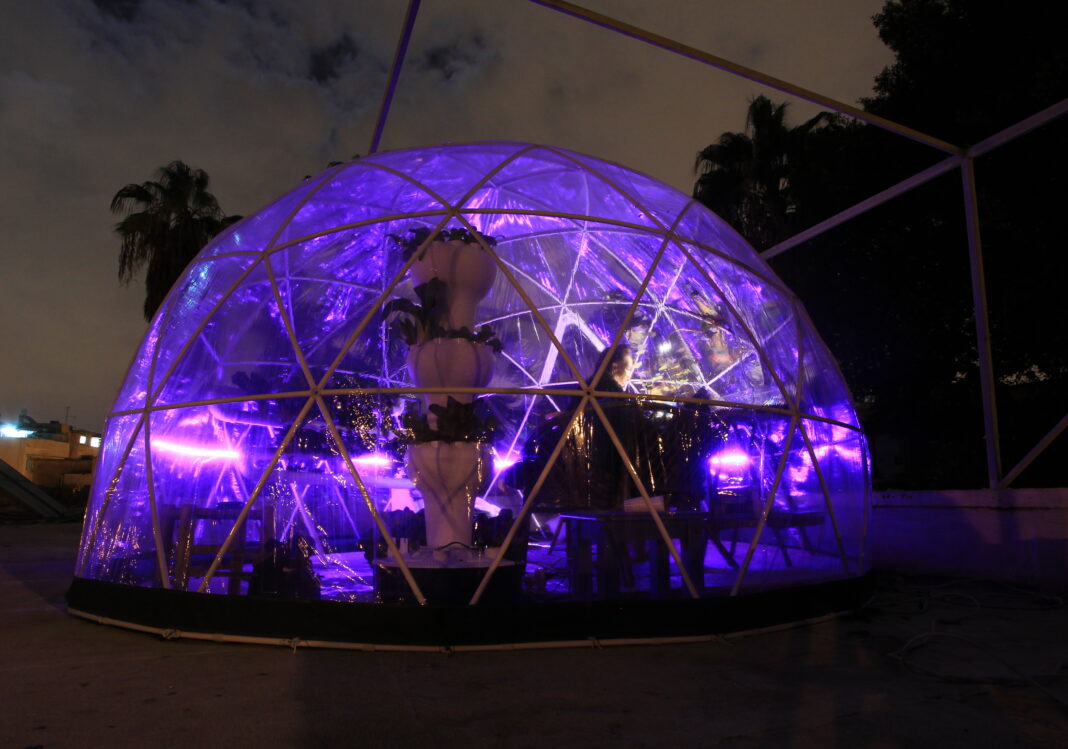 dome house on the roof for hydroponic farming