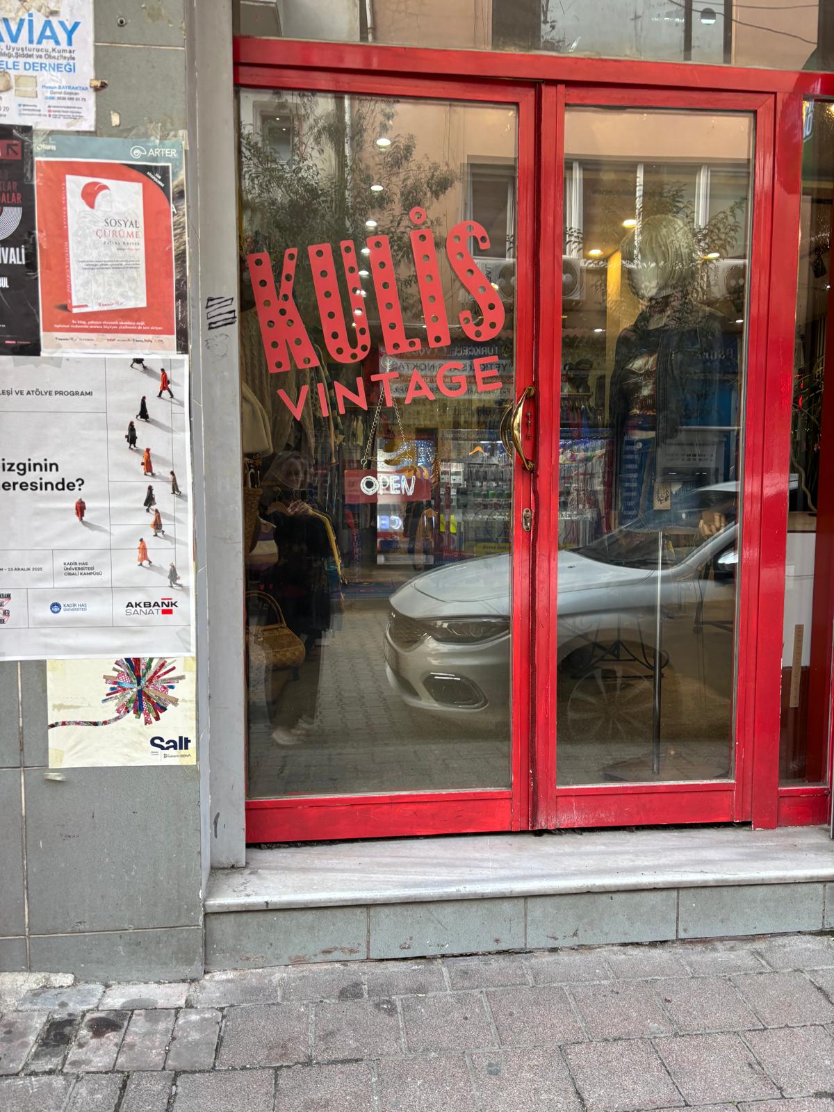 Vintage items and displays at Kulis Vintage in Balat, Istanbul