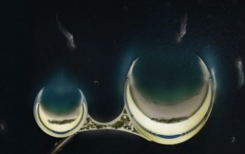 Offshore crescent-shaped moons and modular land buildings for futuristic metropolis